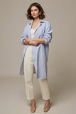 Blue Stripe Button Long Work Blouse Top