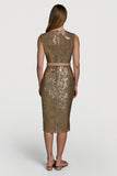 Sequin Golden Midi Dress with Belt