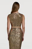 Sequin Golden Midi Dress with Belt