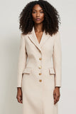 Apricot Long Sleeve V-Neck Sheath Work Dress