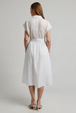 White A Line Midi Work Dress with Short Sleeves