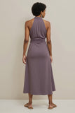 Halter Grey Purple A Line Wedding Guest Dress