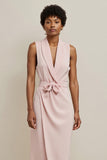 Tight Midi Pink V-Neck Work Dress