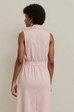 Tight Midi Pink V-Neck Work Dress