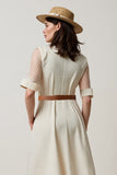Apricot A Line V-Neck Work Dress with Belt