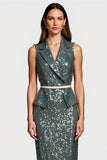 Sparkly Tight Grey Green Work Dress with Sequins