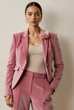 2-Piece Notched Lapel Grey Pink Women's Suit