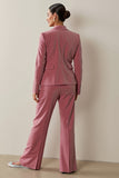 2-Piece Notched Lapel Grey Pink Women's Suit