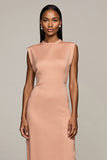 Blush Sheath Maxi Wedding Guest Dress with Slit