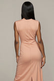 Blush Sheath Maxi Wedding Guest Dress with Slit