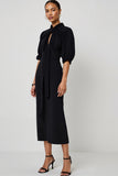 Sheath Midi Black Work Dress with Hollow Out