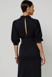 Sheath Midi Black Work Dress with Hollow Out