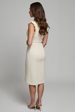 Ivory Sheath Ruffle Sleeve Work Dress