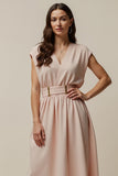 A Line Blush V-Neck Midi Work Dress