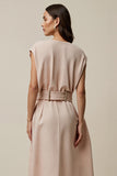 A Line Blush V-Neck Midi Work Dress