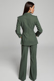 Dark Green 2-Piece Peak Lapel Women's Suit