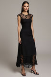 Black A Line Maxi Dress with Appliques