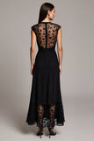 Black A Line Maxi Dress with Appliques