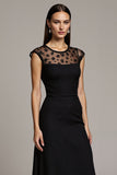 Black A Line Maxi Dress with Appliques