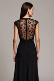 Black A Line Maxi Dress with Appliques