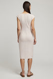 Light Pink Sheath Midi Work Dress with Slit