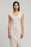 Light Pink Sheath Midi Work Dress with Slit
