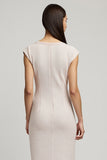Light Pink Sheath Midi Work Dress with Slit