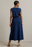Navy A Line Midi Work Dress