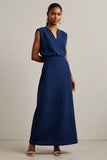Navy A Line Midi Work Dress