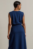 Navy A Line Midi Work Dress