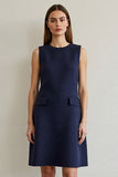 Sheath Navy Midi Work Dress