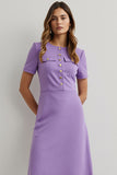 Purple A Line Short Sleeve Work Dress