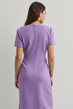 Purple A Line Short Sleeve Work Dress