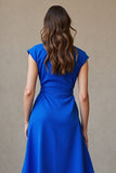 A Line Royal Blue Midi Work Dress with Belt