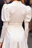 Sequin A Line White Long Sleeve Work Dress