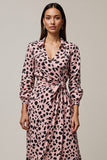 Pink A Line Printed Midi Work Dress
