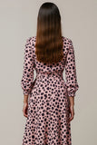 Pink A Line Printed Midi Work Dress