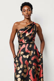 One Shoulder Black A Line Maxi Dress