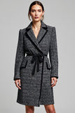 Dark Grey Sheath V-Neck Work Dress with Long Sleeves
