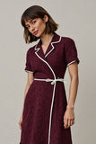 A Line Burgundy Midi V-Neck Work Dress