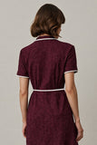 A Line Burgundy Midi V-Neck Work Dress