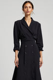 Navy A Line V-Neck Work Dress with 3/4 Sleeves