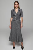 Sparkly Dark Grey 2-Piece Sheath Work Dress