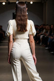 Ivory Slim Fit Work Jumpsuits with Puff Sleeves