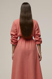 Coral A Line Notched Lapel Midi Work Dress