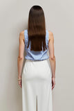 White And Blue Stripe Sheath Work Dress