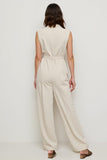 V-Neck Ivory Long Sheath Work Jumpsuits