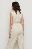 V-Neck Ivory Long Sheath Work Jumpsuits