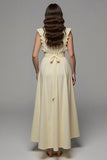 Apricot A Line V-Neck Maxi Work Dress with Silt