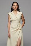 Apricot A Line V-Neck Maxi Work Dress with Silt